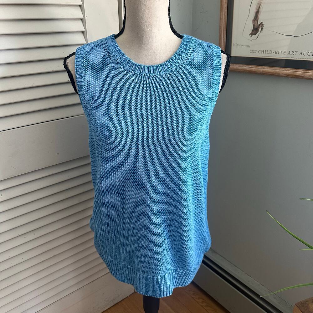 J McLaughlin Sweater Vest Womens Medium Blue Alto Preppy Coastal Minimalist